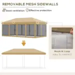 Outdoor Entertaining 10x20' Beige Pop-Up Canopy Tent with Netting Sidewalls - Image 6