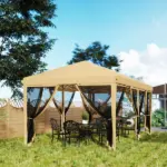 Outdoor Entertaining 10x20' Beige Pop-Up Canopy Tent with Netting Sidewalls - Image 8