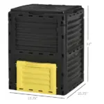 Outsunny Outdoor Garden Compost Bin 80 Gallon, Large Capacity Garden Composter for Fast Soil Fertilization, Easy Assembly, Yellow - Image 3