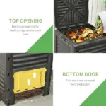Outsunny Outdoor Garden Compost Bin 80 Gallon, Large Capacity Garden Composter for Fast Soil Fertilization, Easy Assembly, Yellow - Image 4