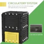 Outsunny Outdoor Garden Compost Bin 80 Gallon, Large Capacity Garden Composter for Fast Soil Fertilization, Easy Assembly, Yellow - Image 6