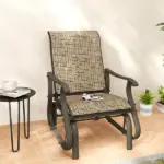 Outsunny Outdoor Glider Chair Patio Glider Swing Chair with Mesh Seat, Steel Frame for Backyard, Garden, Porch, Light Mixed Brown - Image 2