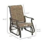Outsunny Outdoor Glider Chair Patio Glider Swing Chair with Mesh Seat, Steel Frame for Backyard, Garden, Porch, Light Mixed Brown - Image 3