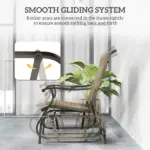 Outsunny Outdoor Glider Chair Patio Glider Swing Chair with Mesh Seat, Steel Frame for Backyard, Garden, Porch, Light Mixed Brown - Image 4
