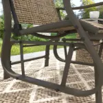 Outsunny Outdoor Glider Chair Patio Glider Swing Chair with Mesh Seat, Steel Frame for Backyard, Garden, Porch, Light Mixed Brown - Image 8