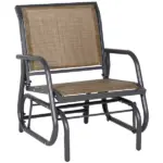Outdoor Glider Chair, Steel Swing Chai with Curved Armrests for Porch, Garden, Poolside, Balcony, Brown - Image 11
