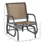 Outdoor Glider Chair, Steel Swing Chai with Curved Armrests for Porch, Garden, Poolside, Balcony, Brown - Image 3