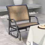 Outdoor Glider Chair, Steel Swing Chai with Curved Armrests for Porch, Garden, Poolside, Balcony, Brown - Image 10