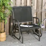 Outdoor Glider Chair, Steel Swing Chair with Curved Armrests for Porch, Garden and Poolside, Dark Gray - Image 2