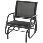 Outdoor Glider Chair, Steel Swing Chair with Curved Armrests for Porch, Garden and Poolside, Dark Gray