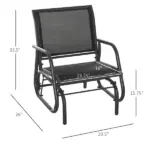 Outdoor Glider Chair, Steel Swing Chair with Curved Armrests for Porch, Garden and Poolside, Dark Gray - Image 3