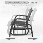 Outdoor Glider Chair, Steel Swing Chair with Curved Armrests for Porch, Garden and Poolside, Dark Gray - Image 4