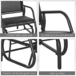 Outdoor Glider Chair, Steel Swing Chair with Curved Armrests for Porch, Garden and Poolside, Dark Gray - Image 7