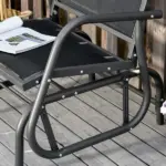 Outdoor Glider Chair, Steel Swing Chair with Curved Armrests for Porch, Garden and Poolside, Dark Gray - Image 9