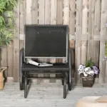Outdoor Glider Chair, Steel Swing Chair with Curved Armrests for Porch, Garden and Poolside, Dark Gray - Image 10