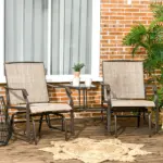 Outdoor Glider Chairs with Coffee Table, Patio 2-Seat Rocking Chair Swing Loveseat with Breathable Sling for Backyard, Garden - Image 2