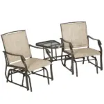 Outdoor Glider Chairs with Coffee Table, Patio 2-Seat Rocking Chair Swing Loveseat with Breathable Sling for Backyard, Garden - Image 11