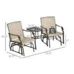 Outdoor Glider Chairs with Coffee Table, Patio 2-Seat Rocking Chair Swing Loveseat with Breathable Sling for Backyard, Garden - Image 3