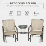 Outdoor Glider Chairs with Coffee Table, Patio 2-Seat Rocking Chair Swing Loveseat with Breathable Sling for Backyard, Garden - Image 5