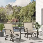 Outdoor Glider Chairs with Coffee Table, Patio 2-Seat Rocking Chair Swing Loveseat with Breathable Sling for Backyard, Garden - Image 10