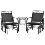 Outsunny Outdoor Glider Chairs with Coffee Table, Patio 2-Seat Rocking Chair Swing with Breathable Sling for Backyard, Garden and Porch, Black - Image 11