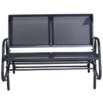Outdoor Glider Rocking Chair for 2, Patio Bench Swing with Steel Frame, for Garden, Porch - Black - Image 11