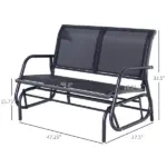 Outdoor Glider Rocking Chair for 2, Patio Bench Swing with Steel Frame, for Garden, Porch - Black - Image 3
