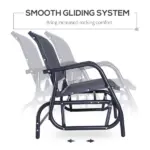 Outdoor Glider Rocking Chair for 2, Patio Bench Swing with Steel Frame, for Garden, Porch - Black - Image 4
