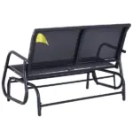 Outdoor Glider Rocking Chair for 2, Patio Bench Swing with Steel Frame, for Garden, Porch - Black - Image 8