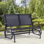 Outdoor Glider Rocking Chair for 2, Patio Bench Swing with Steel Frame, for Garden, Porch - Black - Image 10