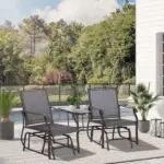 Outsunny Outdoor Glider Swing 2-Seat Independent Chairs Grey with Center Coffee Table - Image 2