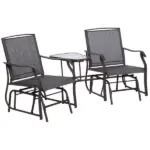 Outsunny Outdoor Glider Swing 2-Seat Independent Chairs Grey with Center Coffee Table - Image 11