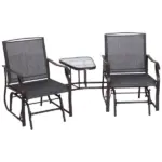 Outsunny Outdoor Glider Swing 2-Seat Independent Chairs Grey with Center Coffee Table