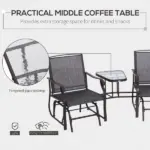Outsunny Outdoor Glider Swing 2-Seat Independent Chairs Grey with Center Coffee Table - Image 4