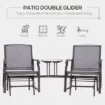 Outsunny Outdoor Glider Swing 2-Seat Independent Chairs Grey with Center Coffee Table - Image 6