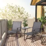Outsunny Outdoor Glider Swing 2-Seat Independent Chairs Grey with Center Coffee Table - Image 10