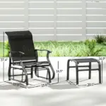 Outsunny Outdoor Glider with Ottoman, Patio Glider Chair Set with High Back, Wide Seat for Porch, Garden, Backyard, Black - Image 3