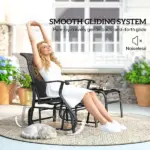 Outsunny Outdoor Glider with Ottoman, Patio Glider Chair Set with High Back, Wide Seat for Porch, Garden, Backyard, Black - Image 4