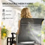 Outsunny Outdoor Glider with Ottoman, Patio Glider Chair Set with High Back, Wide Seat for Porch, Garden, Backyard, Black - Image 8