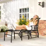 Outsunny Outdoor Glider with Ottoman, Patio Glider Chair Set with High Back, Wide Seat for Porch, Garden, Backyard, Black - Image 10