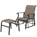 Outsunny Outdoor Glider with Ottoman, Patio Glider Chair Set with High Back, Wide Seat for Porch, Garden, Backyard, Brown