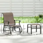 Outsunny Outdoor Glider with Ottoman, Patio Glider Chair Set with High Back, Wide Seat for Porch, Garden, Backyard, Brown - Image 3