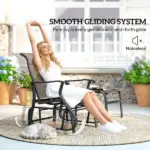 Outsunny Outdoor Glider with Ottoman, Patio Glider Chair Set with High Back, Wide Seat for Porch, Garden, Backyard, Brown - Image 4