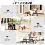 Outsunny Outdoor Glider with Ottoman, Patio Glider Chair Set with High Back, Wide Seat for Porch, Garden, Backyard, Brown - Image 7