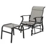 Outsunny Outdoor Glider with Ottoman, Patio Glider Chair Set with High Back, Wide Seat for Porch, Garden, Backyard, Gray
