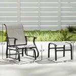 Outsunny Outdoor Glider with Ottoman, Patio Glider Chair Set with High Back, Wide Seat for Porch, Garden, Backyard, Gray - Image 3