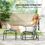 Outsunny Outdoor Glider with Ottoman, Patio Glider Chair Set with High Back, Wide Seat for Porch, Garden, Backyard, Gray - Image 5