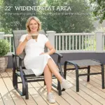 Outsunny Outdoor Glider with Ottoman, Patio Glider Chair Set with High Back, Wide Seat for Porch, Garden, Backyard, Gray - Image 6