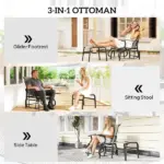 Outsunny Outdoor Glider with Ottoman, Patio Glider Chair Set with High Back, Wide Seat for Porch, Garden, Backyard, Gray - Image 7