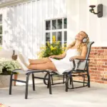 Outsunny Outdoor Glider with Ottoman, Patio Glider Chair Set with High Back, Wide Seat for Porch, Garden, Backyard, Gray - Image 10